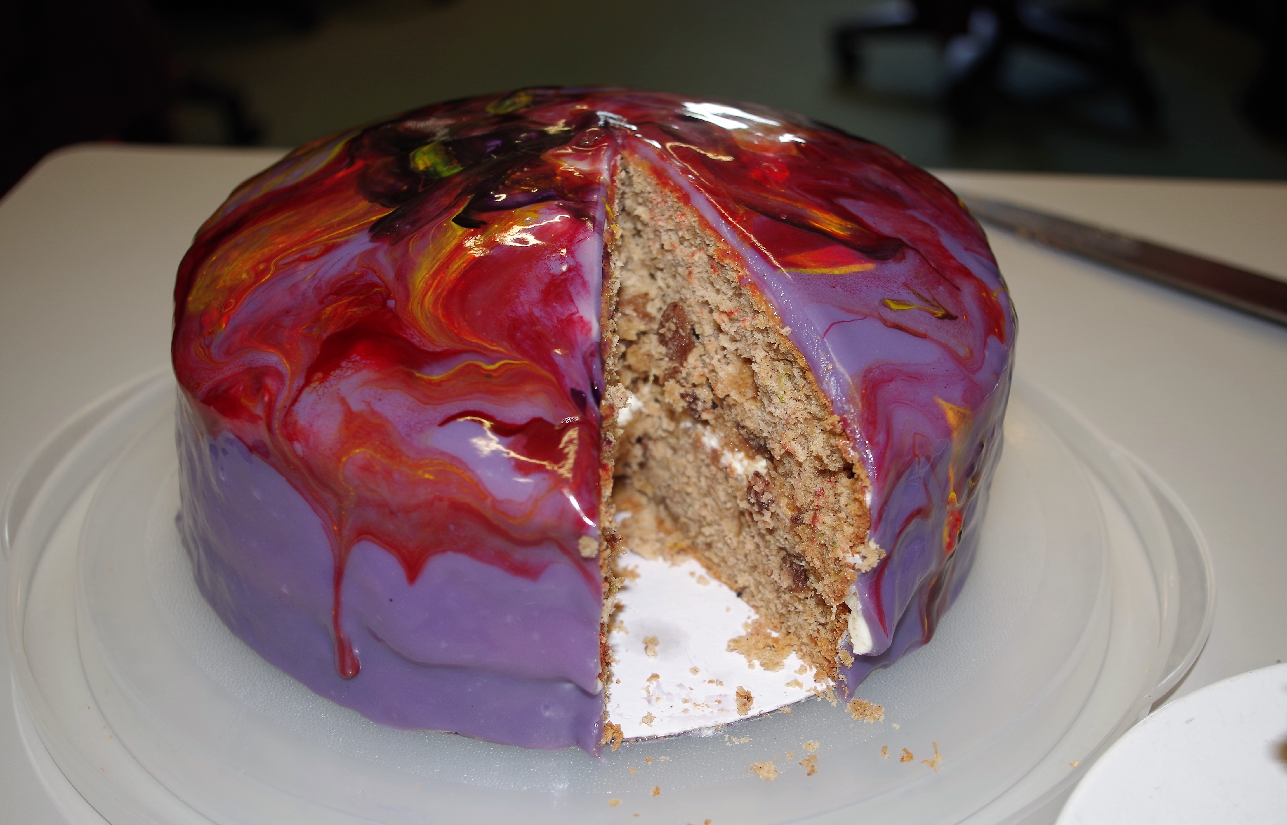 IMGP3468 Wed 26th CCC Courgette Cake + Mirror glaze - at school - 7